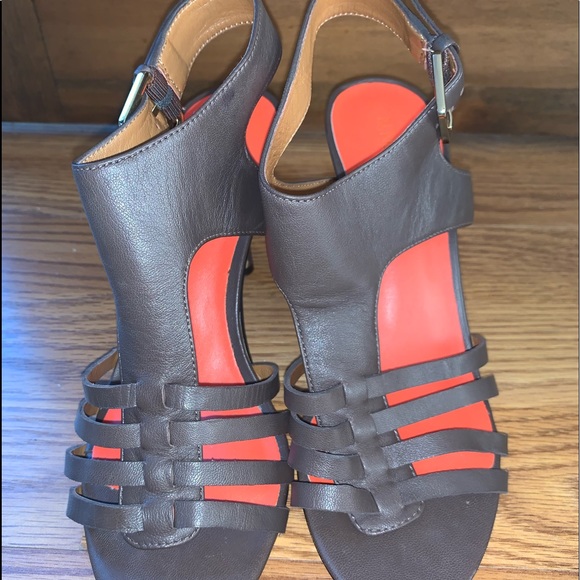 Brown Nine West Slingback Sandals With 3 inch Heel - Picture 3 of 5